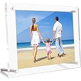 NIUBEE 5x7 Clear Acrylic Desktop Picture Frame, Beveled Frameless Plexiglass Photo Photography Display with Standoff