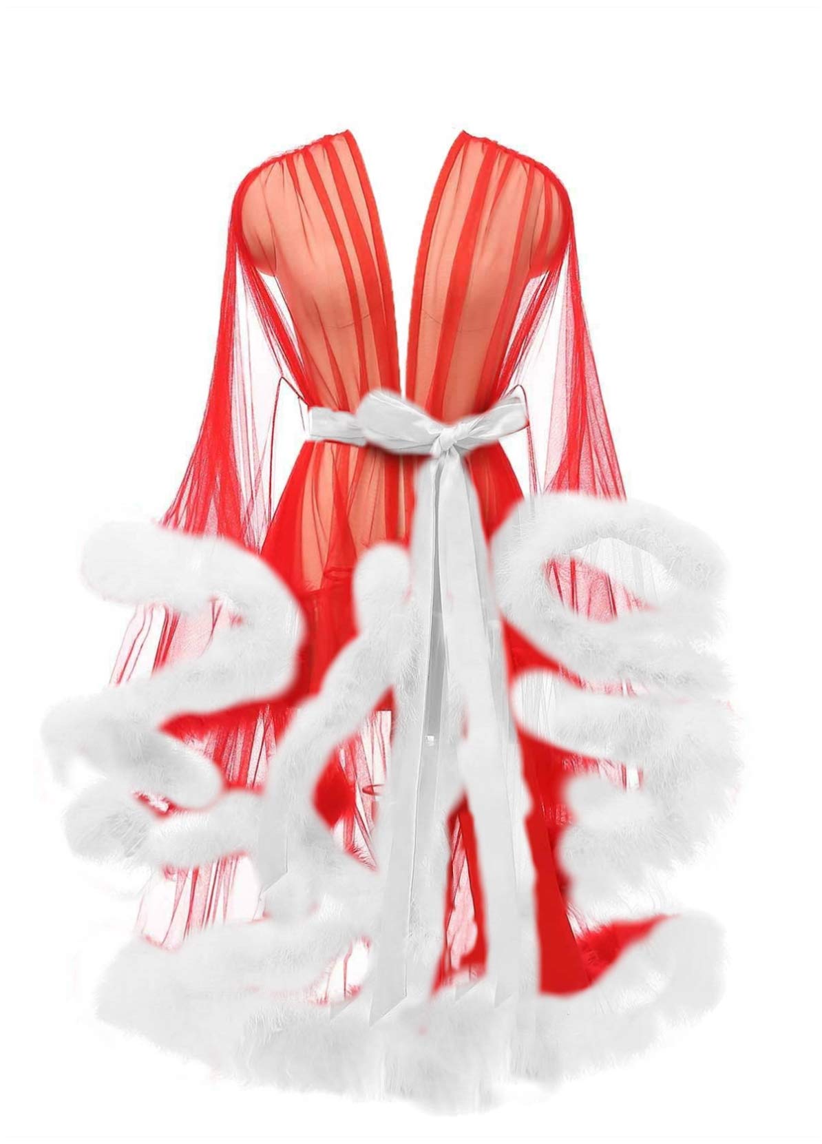 Tulle Robes for Women Sheer Mesh Fur Bridal