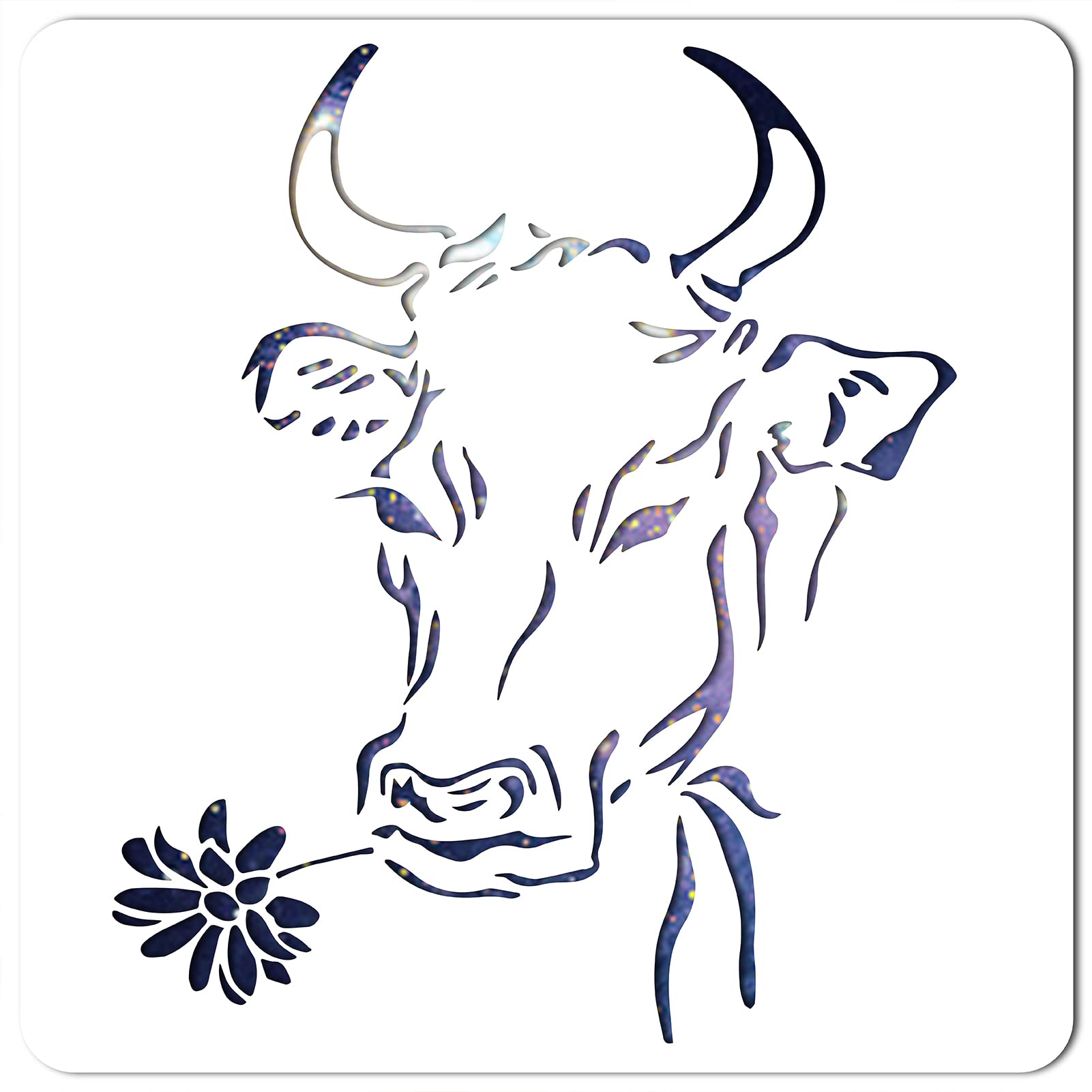 GORGECRAFT Cow Flower Stencil Reusable Farm Animal Template Stencils for Painting on Wood Wall Canvas 11.8x11.8 Inch DIY Farmhouse Art Crafts