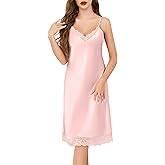 Sopesil Satin Nightgowns for Women Lace Sleepwear V-neck Silk Slip Sleepshirts Sexy Negligee Nightwear