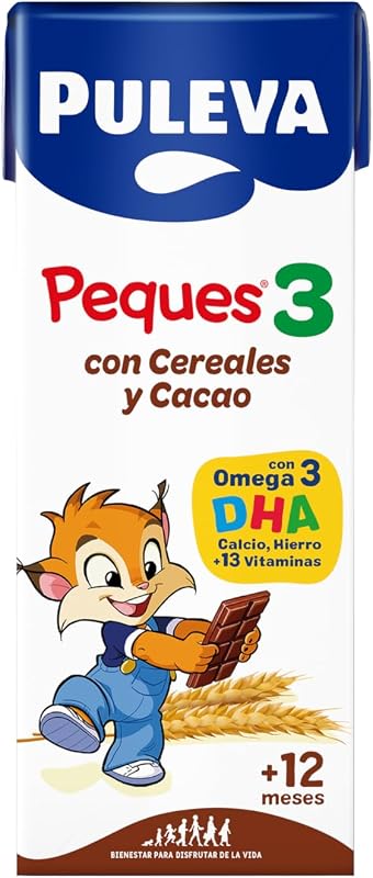 PULEVA KIDS 3 com Cacau e Cereais dos 12 aos 36 meses - 10 embalagens de 3x200ml