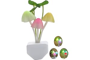 ZEZHOU Smart Dusk to Dawn Sensor Led Night Light, 0.6W Multi-Color Changing Plug-in Mushroom Dream Bed Nightlight, Funny Energy Efficient Wall Lamp Flower Novelty Gifts for Nursery, Baby, Kids, Adults