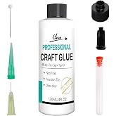 OOTDART 120ml Craft Glue & Precision Tips, Bottles with Fine Tip | Clear, Strong Tacky Glue, Fabric adhesive Permanent for Pa