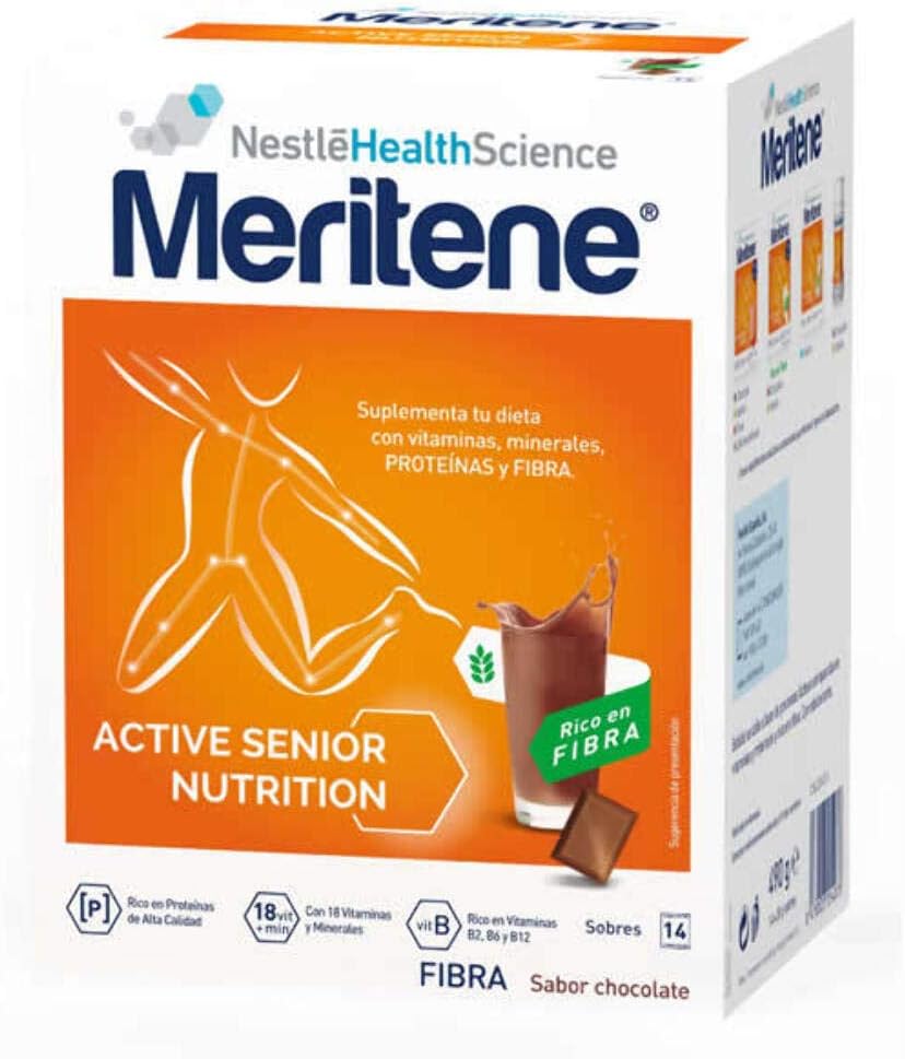 Meritene Active Senior Nutrition Batido Sabor Chocolate Rico En Fibra 14 Sobres