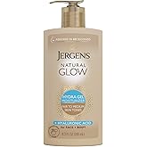 Jergens Natural Glow Hydra Gel Self Tanner, Fair to Medium, 8.3 fl oz | Gradual Self Tanning Gel, Hyaluronic Acid, Hydrating, Fragrance-Free, Fair to Medium Skin, Buildable Glow