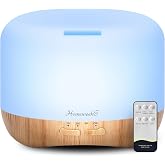 Homeweeks Essential Oil Diffuser for Room Aromatherapy Scent Diffuser | Auto Off Ultrasonic Aroma Fragrance Diffuser for Bedroom Office, Remote Control, 7 Colors Light, Cool Mist, Timer 300 ML