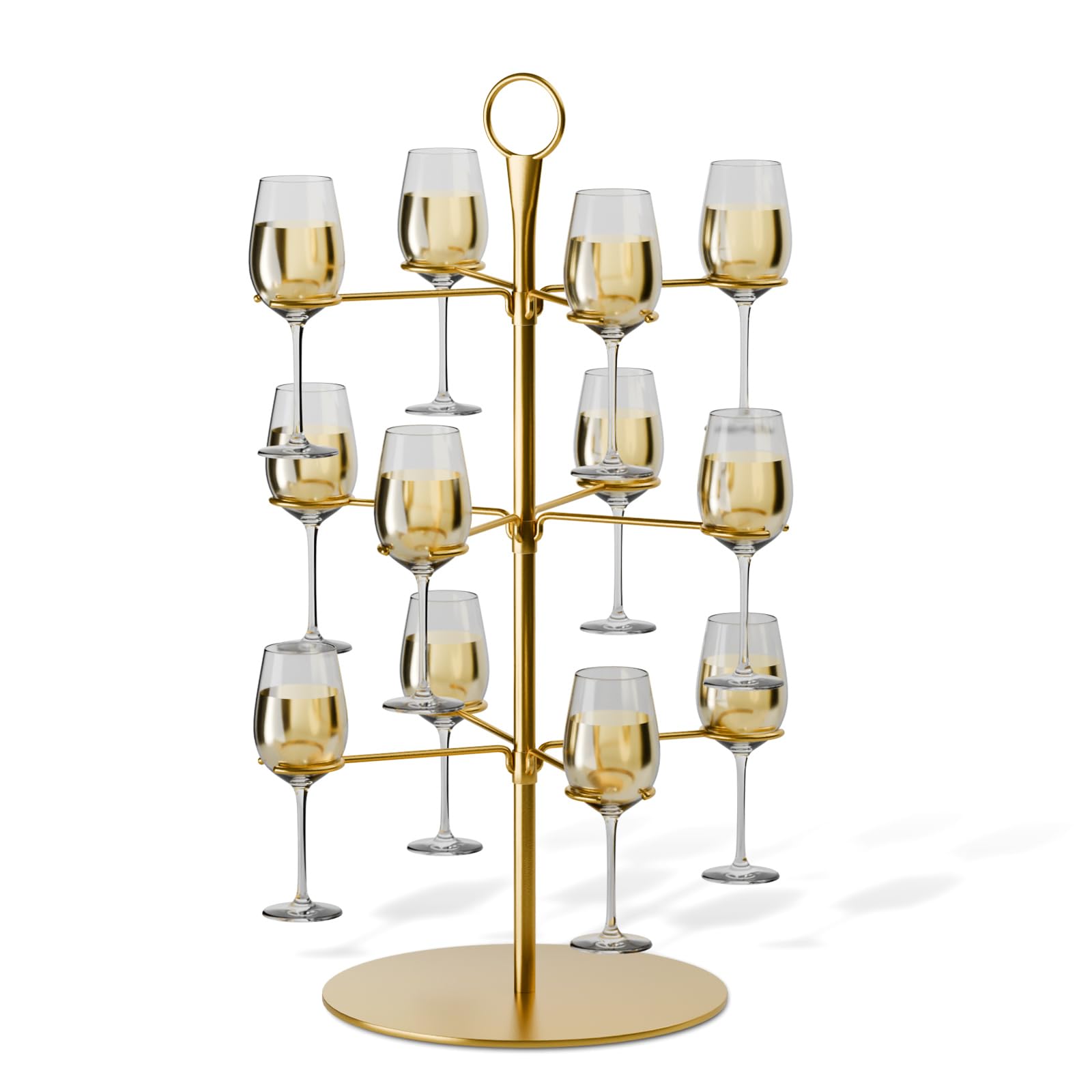 CLOPAE Drinks Tower, Removable Champagne Tower, 3 Levels, 12 Glasses, Aperol Tower, Metal Cocktail Tree Stand for Parties, Weddings, Pubs, Family Celebrations