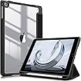 Fintie Hybrid Slim Case for iPad 6th / 5th Generation (2018/2017), iPad Air 2 / Air 1 (9.7 Inch) - [Built-in Pencil Holder] Shockproof Cover with Clear Transparent Back Shell, Black