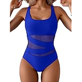 B2prity Women's Mesh One Piece Swimsuit Tummy Control Sexy Bathing Suit Push Up Swim Suit Slimming Swimwear
