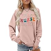 FASHGL Women Nurse Sweatshirt Registered Nurse Pullover Shirts Nurse Life Letter Print Shirt Nursing School Long Sleeve Tees