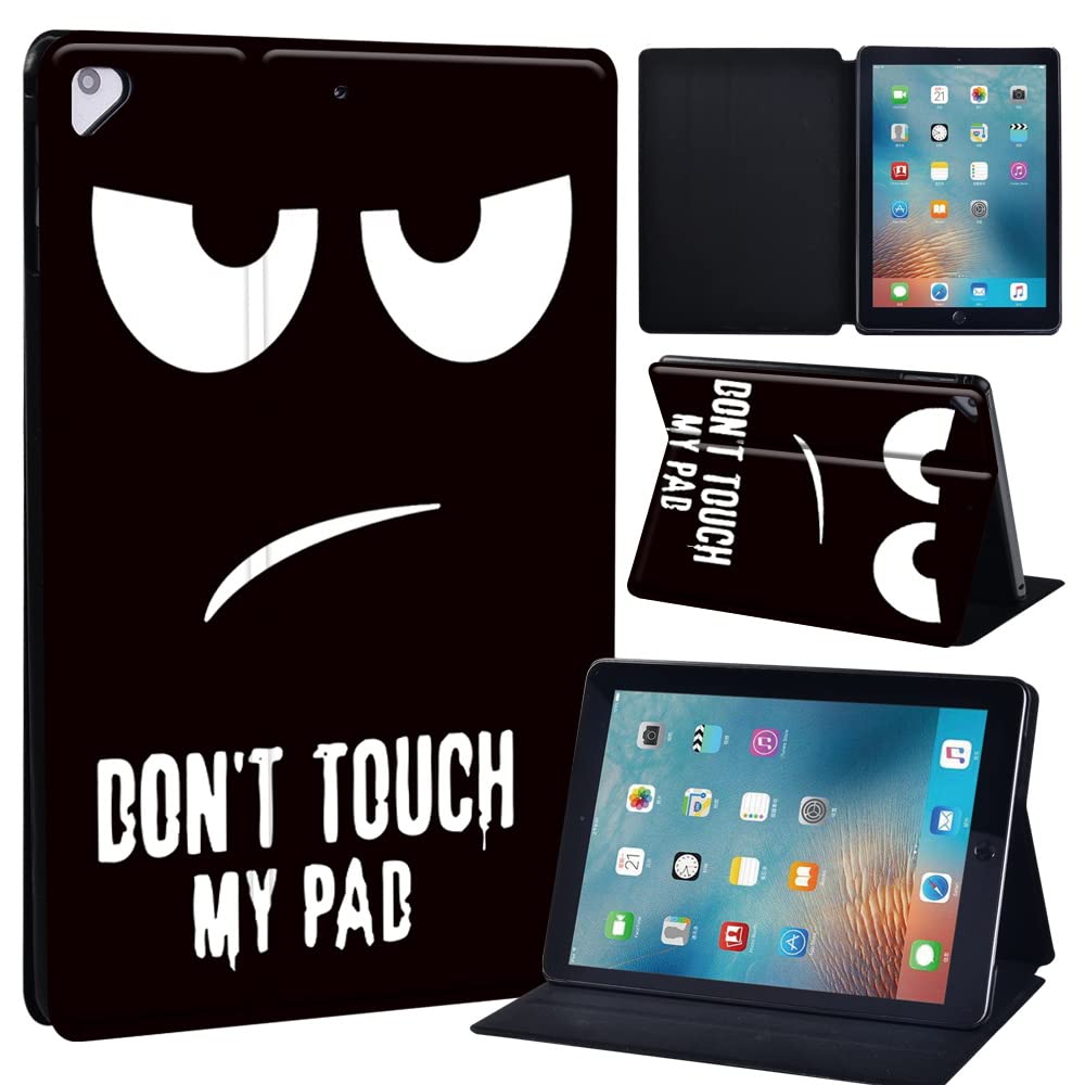 Initial Letter Leather slim lightweight Stand Cover Case for Apple New iPad 9.7 2018 2017(6th Gen, 5th Gen)/iPad Air 2/iPad Air/iPad Pro 9.7 Tablet with Auto Wake/Sleep (don't touch my pad)