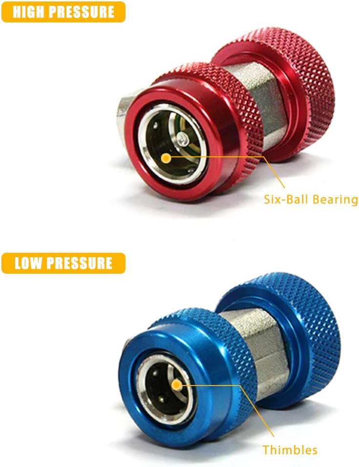 Apeixoto AC R134A Adapter Fittings Adjustable R134A R-134A Connector 1/4 Inch Quick Connector with Manifold Gauge Set: Automotive