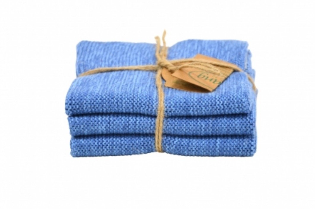 Solwang cleaning cloths 02021 in a set of 3, organic blue melange