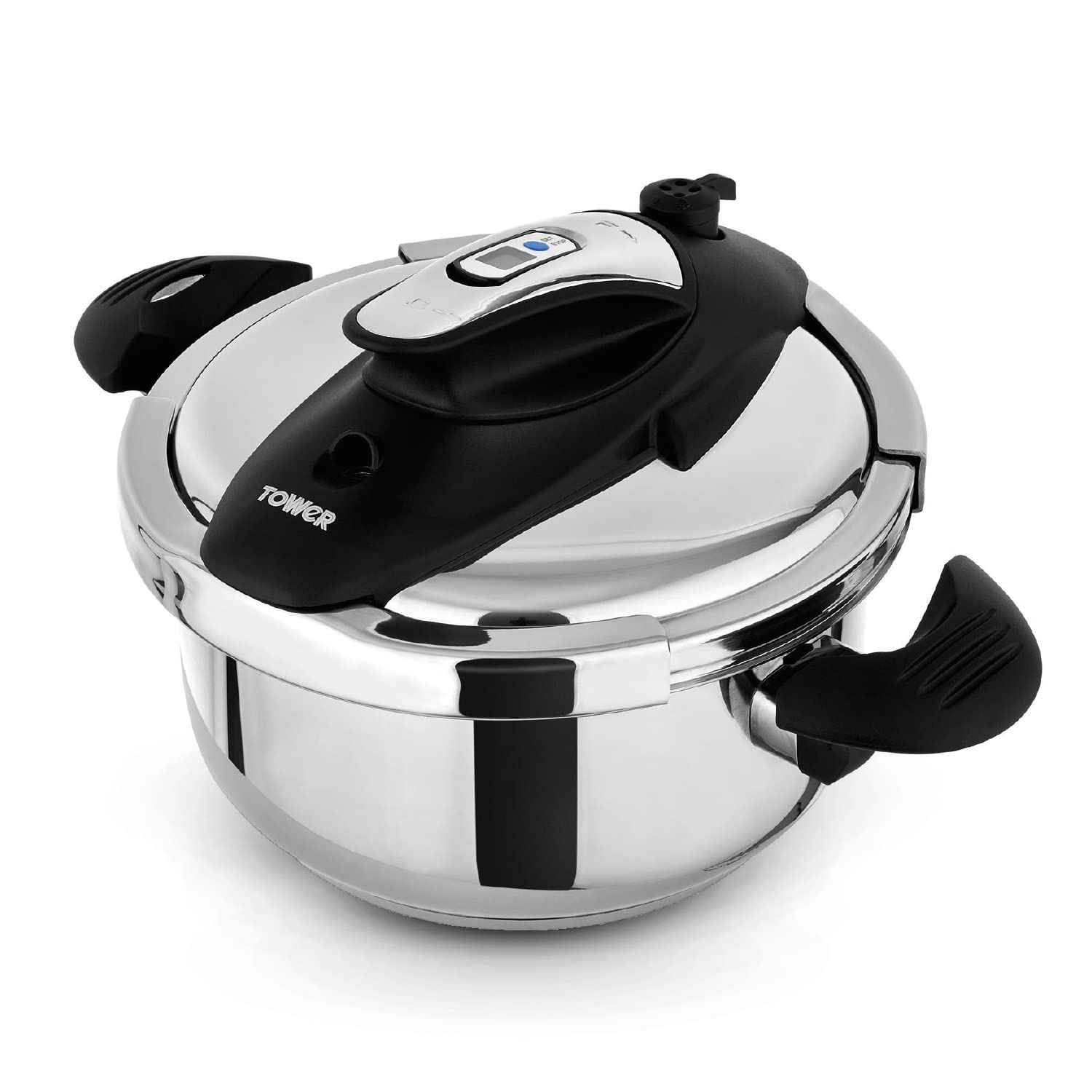 Tower T920002 One-Touch Ultima Pressure Cooker with Detachable 60-Minute Timer, 4L, Stainless Steel — image 1