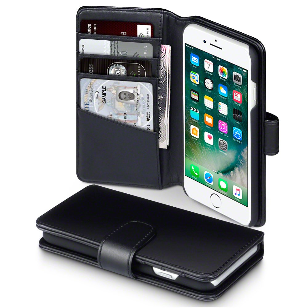 iPhone  iPhone Funda Cartera de auténtico cuero tapa delantera con billetera