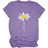 Semisun Let It Be Dais T-Shirts for Women Flowe Wildflower Graphic Tee Funny Holiday Floral Casual Girl Pullover Tops