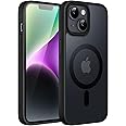 JETech Magnetic Case for iPhone 14 Plus 6.7-Inch Compatible with MagSafe, Translucent Matte Back Slim Shockproof Phone Cover (Black)