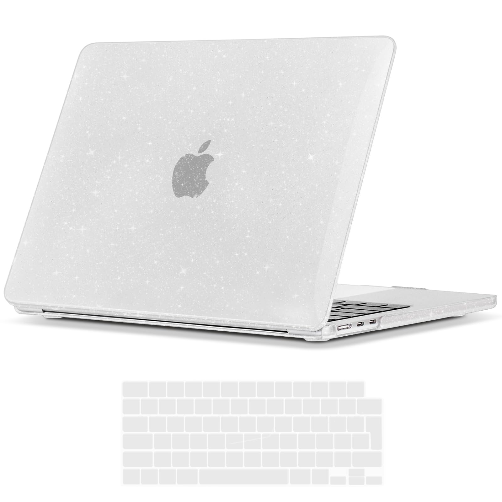 iNeseon Case Compatible with 2022 2024 2025 2026 MacBook Air 13.6 inch M5 A3449 M4 A3240 M3 A3113 M2 A2681, Plastic Slim Hard Shell Case Cover + Keyboard Cover for MacBook Air 13.6, Clear Shiny
