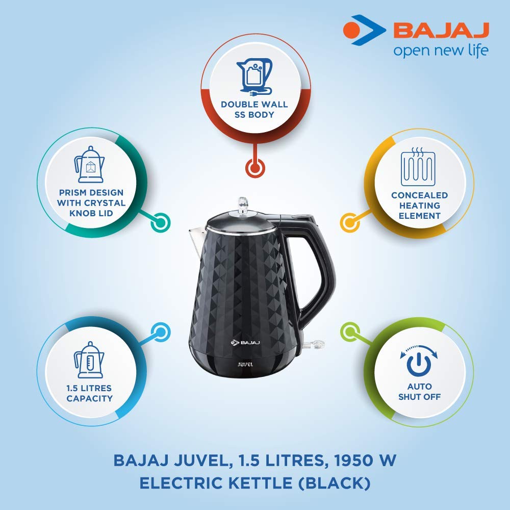 Double Walled Electric Kettle 1.5Litre Bajaj Best Price With Best