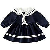 bebeone Baby Toddler Girl's Nautical Dress Cap Sleeve Sailor Uniform Dress for Girl 6M-3 Years
