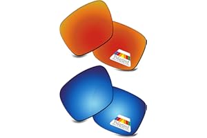 Bwake Replacement Lenses for Oakley Holbrook XL Set Sunglasses OO9417 - Fire Red + Ice Blue POLARIZED
