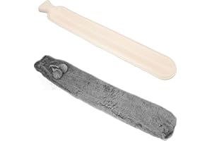 2L Long Rubber Hot Water Bottle with Soft Plush Cover, Hot Water Bag for Hand Feet Warmer, Menstrual Cramps, Ideal for Keepin