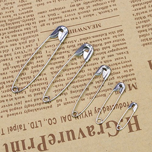 ItAll 300PCS 3/4-2.2Inch 5Sizes Safety Pins with Safety Head, Rust-Resistant Nickel Plated Steel Set for Kids Sewing Quilting Arts Crafts Office and Home Use