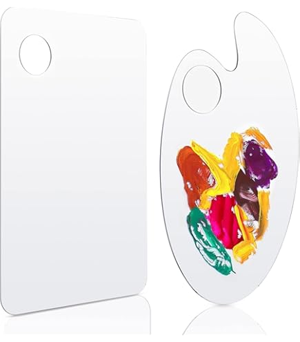 4x Palette De Peinture, Avec Trou Pour Le Pouce, Aquarelle, 11 Creux, Plastique, L X P : Env. 33