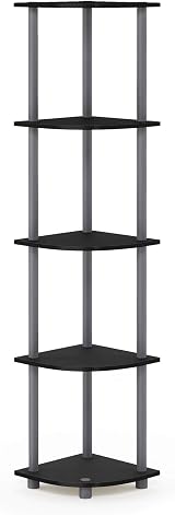 Furinno Turn-N-Tube 5 Tier Corner Shelf Black Grey view 8