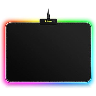 RGB Gaming Mouse Pad Mat - 340&times;245&times;3mm Hcman Led Mousepad with Non-Slip Rubber Base, Soft Computer Keyboard Mouse Pad for MacBook, PC, Laptop, Desk