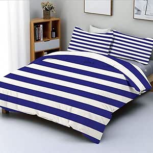 Juego de funda nórdica, Náutico, estilo marino, azul marino y blanco