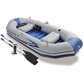 Intex Mariner Inflatable Boat Series: Includes Deluxe Boat Oars and High-Output Pump &ndash; SuperTough PVC &ndash; Wear-Resistant Keel &ndash; Removable Fishing Rod Holders &ndash; Heavy Duty Grab Handle