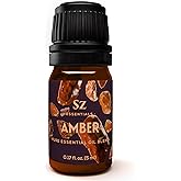 Sz Essentials Amber Oil 100% Pure Essential Oil from Amber Resin 0.17oz/5ml | Rich, floral scent with smoky overtones Undiluted amber oil for skin, perfumery &amp; aromatherapy Vegan, therapeutic grade