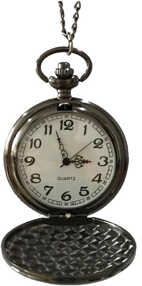 MAGQOO Classic Smooth Full Hunter Pocket Watch With 31.5" Chain(Black)