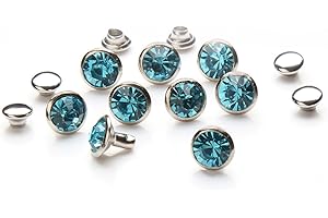 DAS GARDEN 100 Sets Cz Colorful Crystal Rivets Silver Color Spots Studs Double Cap for DIY Leather-Craft