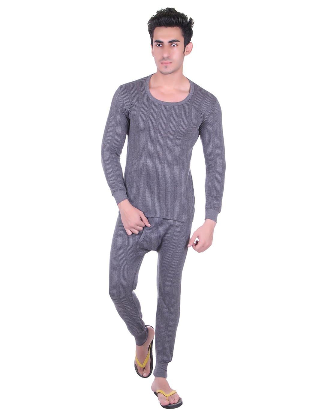 unix men's grey thermal set winter wear (top + bottom) (un3607-$p)