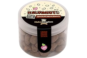 Halva Kingdom Gourmet Tahini Halva Covered Nuts – Vegan, Gluten-Free, Kosher – Sweet Nutty Snack with Creamy Sesame Halvah – 7 oz Premium All-Natural Treat, Perfect for Snacking (CHOCOLATE HALVA PEANUTS)