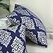 CaliTime Pack of 2 Soft Jacquard Throw Pillow Covers Cases for Couch Sofa Home Decoration Vintage Diamond Shape Damask Floral 18 X 18 Inches Navy Blue