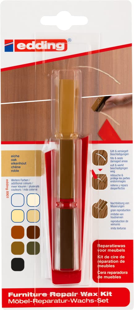 edding 8901 furniture repair wax kit - oak - for filling in and repairing scratches and holes on furniture and other wood surfaces