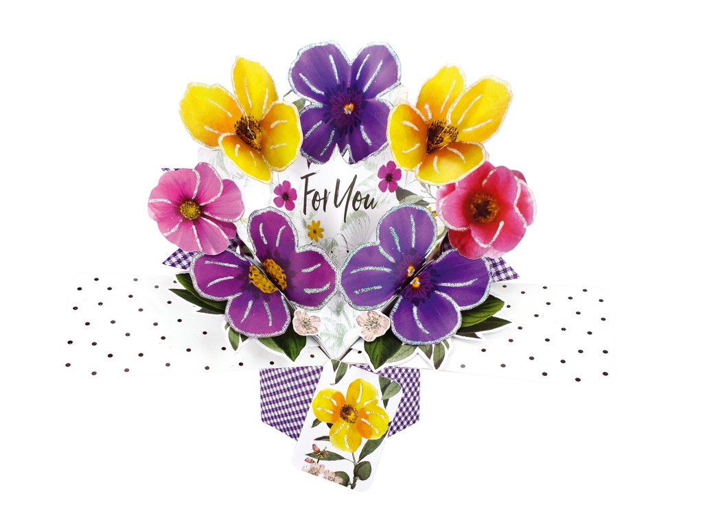 For You Floral Pansies Any Occasion Pop Up Greeting Card 3D Pop-Up Cards