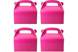 Oletx 30-Pack Hot-Pink Party Favor Treat Boxes, Candy Boxes, Gable Paper Gift Boxes with Handles. Perfect for Bright Pink Theme Party, Girls Birthday Party Baby Shower Decoration Supplies.