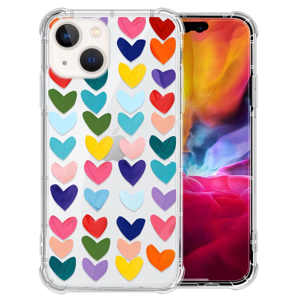 ZHEGAILIAN Case for iPhone 15, [Military-Grade Protection All-Around Shockproof Corners] Clear TPU Bumper Case for iPhone 15 - Colorful Love