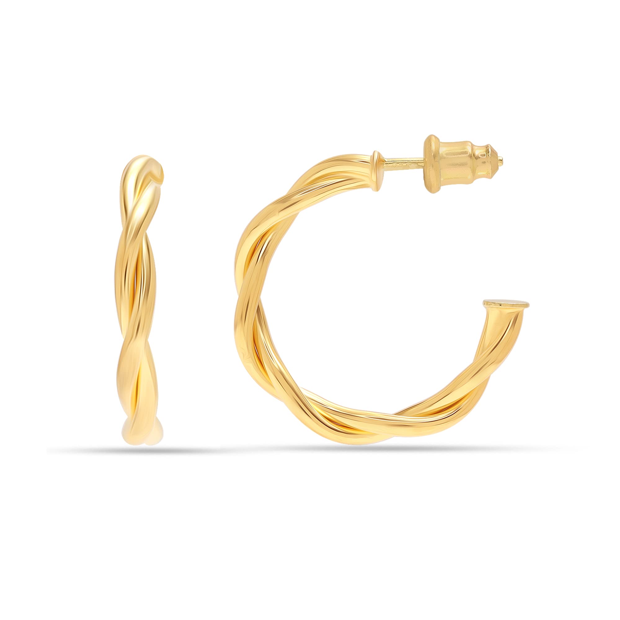 Charmsy 925 Sterling Silver Elegant 925 Sterling Silver 18K Gold-Plated Classic Twisted Hoop Earring for Women Teen | Lightweight Silver Earrings Jewellery Gift for Women