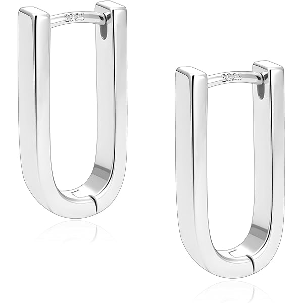 XBage Minimalist Hexagon Geometric Chic 925 Sterling Silver Hoop Earrings Women