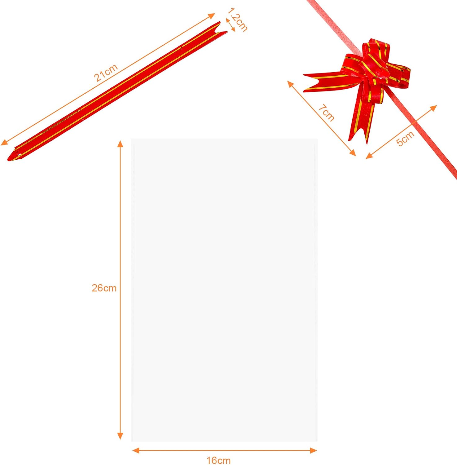 GWHOLE 120 Pcs 6x10 inch Cellophane Bags,Sweet Bags Party Gift Bags OPP Plastic Storage Bags with Colorful Pull Bows for Present Sweet Packaging of Christmas Halloween - Image 3