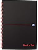 Oxford 400047609 Spiralbuch Black n' Red A4 kariert mattes Hardcover 70 Blatt schwarz/rot Notizblock Schreibblock Collegeblock