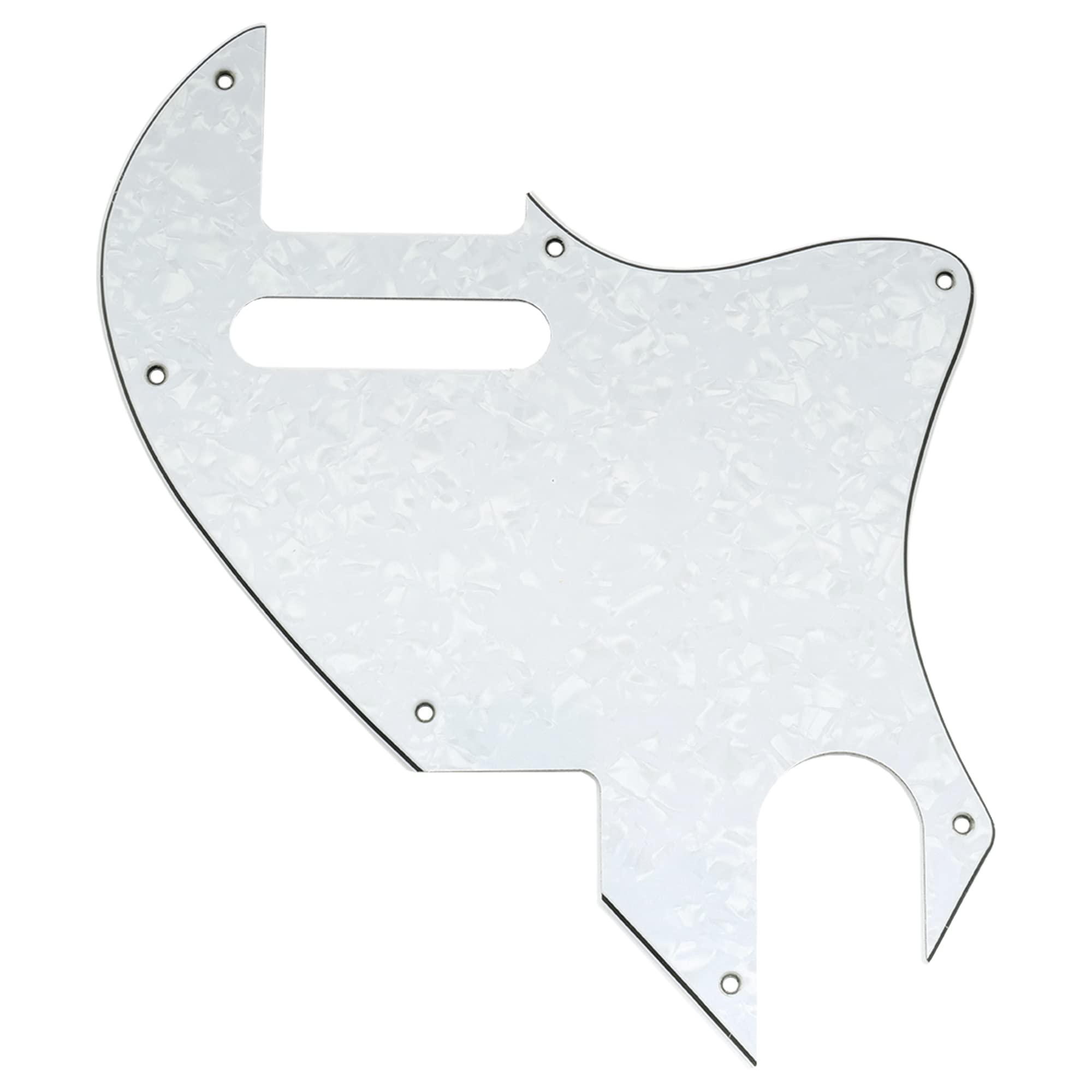 Musiclily Pro 7 Holes Guitar Pickguard for Fender F-Hole Hybrid Tele Style Electric Guitar, 4Ply White Pearl