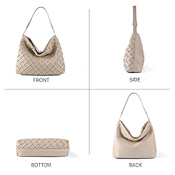 JINMANXUE Women Boston Bag Woven Vegan Leather