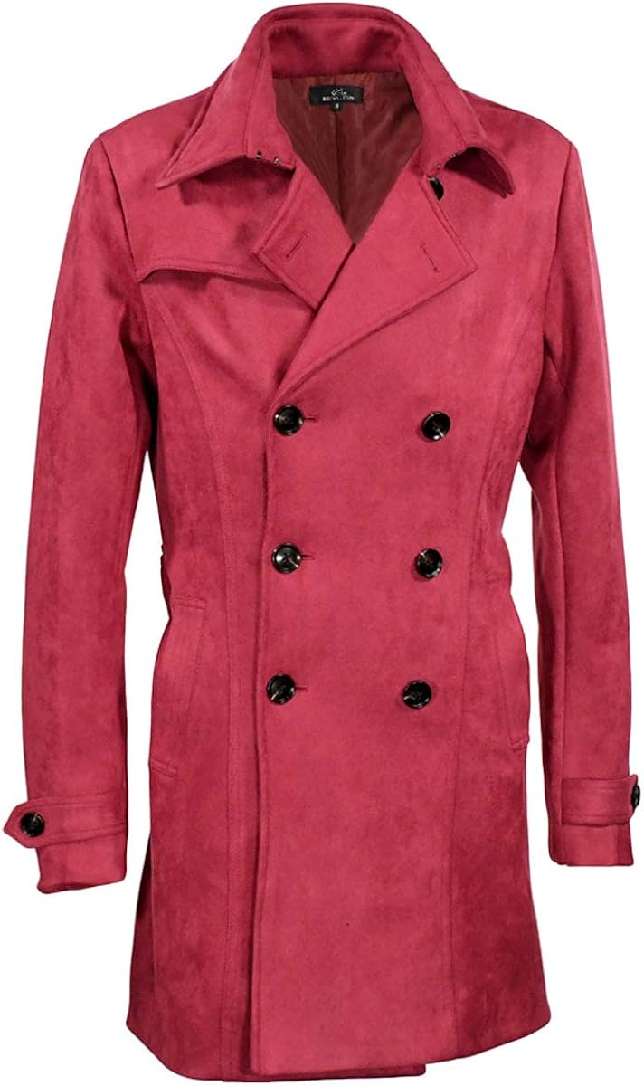 Amazon トレンチコート ロングコート スウェード ロング丈 ダブル スエード メンズ ワインレッド赤 M コート ジャケット 通販