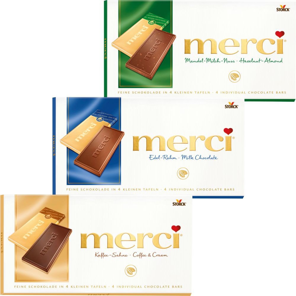 Merci Tafel Testpaket Mit Edel Rahm Kaffee Sahne Und Mandel Milch